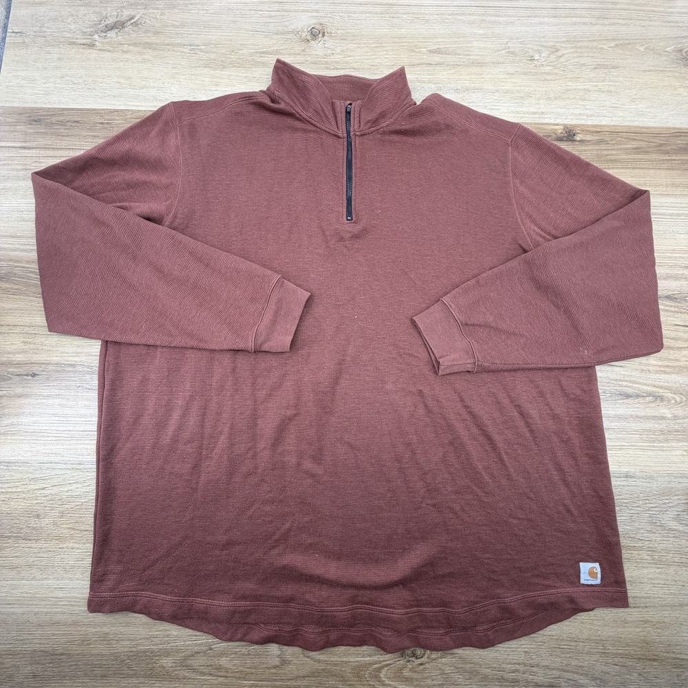 Carhartt 1/4 Zip Sweatshirt Relaxed Fit Pullover Men's Sz 3XL Red Burgundy
